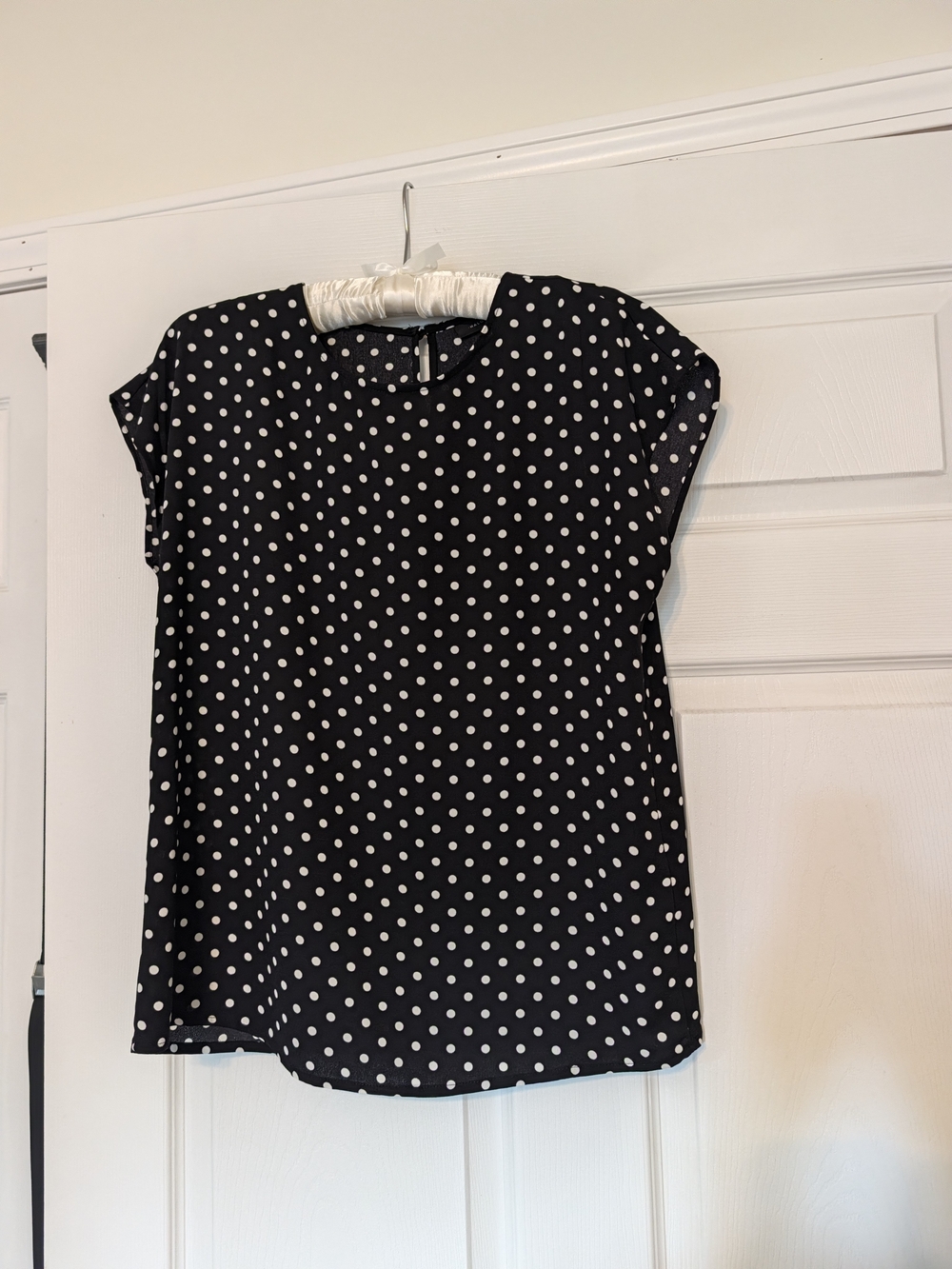 Halogen Black and White Polka Dot Short Sleeve Blouse